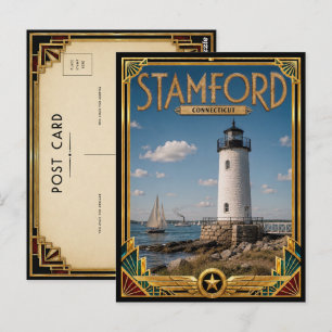 Stamford Connecticut Vintage Art Deco Golden Age Postkarte