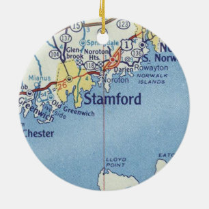 Stamford CT Vintage Karte Keramik Ornament