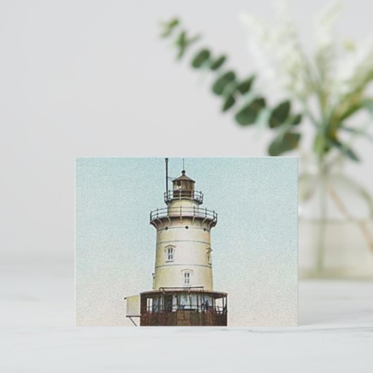 Stamford Harbour Ledge Lighthouse Postkarte (Stehend Vorderseite)