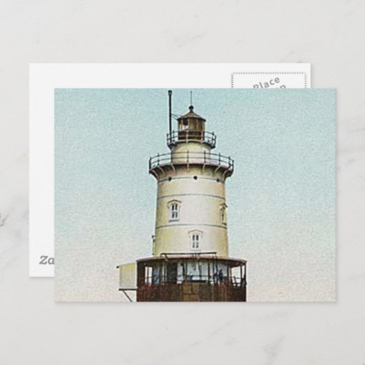Stamford Harbour Ledge Lighthouse Postkarte (Vorne/Hinten)