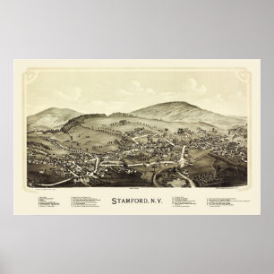 Stamford, NY Panoramic Map - 1890 Poster