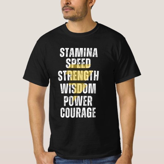 STAMINA, GESCHWINDIGKEIT, STÄRKE, WISDOM, POWER, M T-Shirt (Vorderseite)