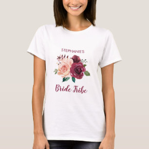 Stamm Bloral Blush Pink Burgund Rose T-Shirt