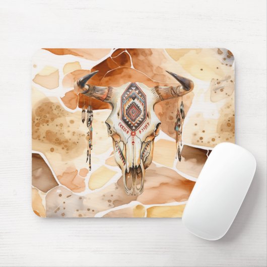 Stamm-Bull-Horns-Skull Mousepad (Mit Mouse)