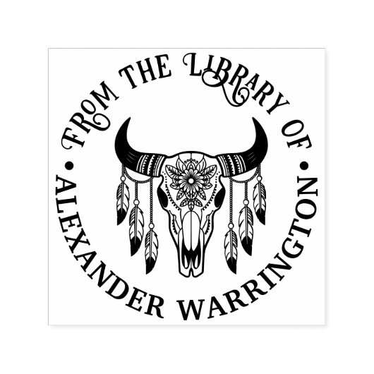 Stamm Bull Kuh Skull Feathers Bibliotheksname Permastempel (Design)
