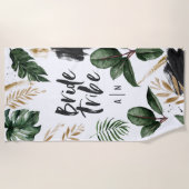 Stamm der Braut Tropenblatt und Typografie Strandtuch (Vorderseite)