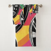 Stamm der farbenfrohen Afrikanischen Masken Badhandtuch Set (Insitu)