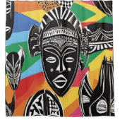Stamm der farbenfrohen Afrikanischen Masken Duschvorhang (Vorderseite)