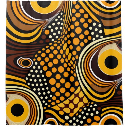 Stamm Ethnisch-afrikanisches Muster braune Golds A Duschvorhang (Vorderseite)