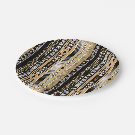 Stamm-, Ethnisch-, Zierbadehandtuch-Set Pappteller (Schrägansicht)