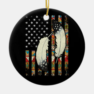 Stamm-Feather-Stolz der amerikanischen Flagge Keramik Ornament