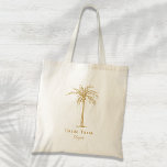 Stamm Gold Tropical Palm Tree Custom Tragetasche<br><div class="desc">Diese lustige Tasche mit tropischen Palmen und den Worten "Brautstamm" in Gold ist das perfekte Geschenk für eine Hochzeit am tropischen Strand oder im Freien! Personalisieren Sie es mit dem Namen Ihrer Brautjungfrau.</div>