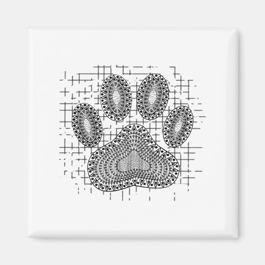 Stamm-Hund-Druck auf einem beschädigten Hintergrun Magnet (Vorne)