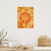 Stamm Mandala Print, Mustard Gold und Orange Poster (Küche)