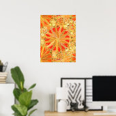 Stamm Mandala Print, Mustard Gold und Orange Poster (Heimbüro)