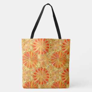 Stamm Mandala Print, Mustard Gold und Orange Tasche