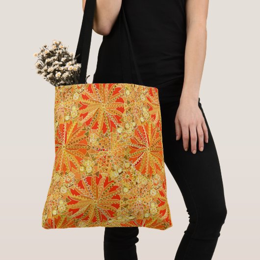 Stamm Mandala Print, Mustard Gold und Orange Tasche (Von Nahem)