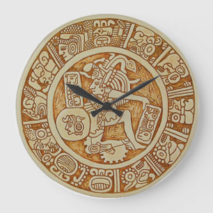 Stamm Maya Warrior Round Wall Clock - Aztec Clock Große Wanduhr