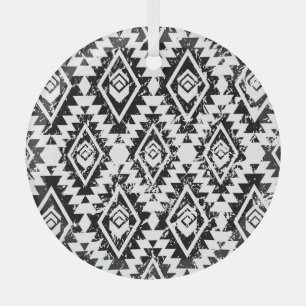 Stamm Navajo: Schwarz-weiß geometrisch. Ornament Aus Glas