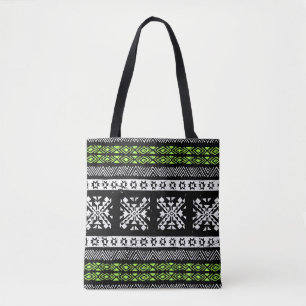 Stamm Navajo, Schwarz-weißes grünes Muster. Tasche