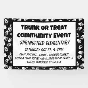 Stamm oder Behandle Halloween-Skeletthand-Banner Banner