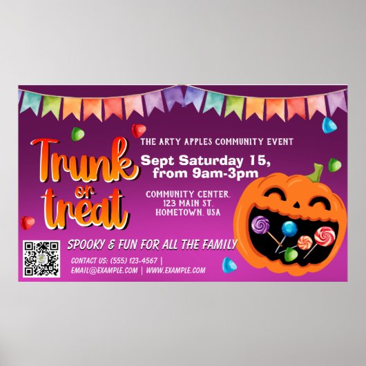 Stamm oder Leckerei Halloween-Banner qr-Code Poster (Vorne)