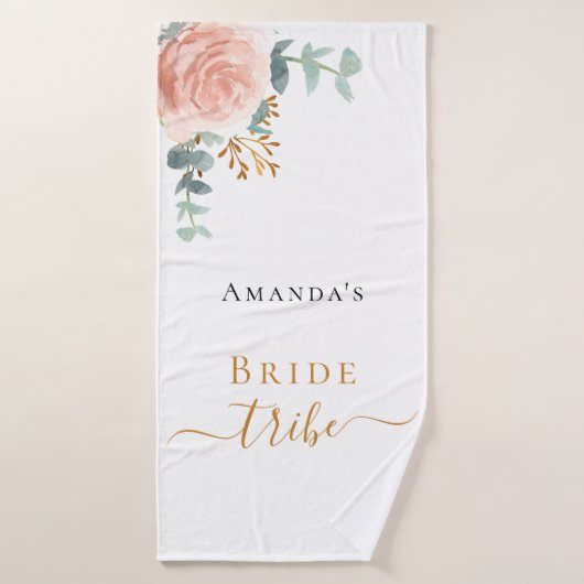 Stamm Rose Goldblume Eukalyptus Grünpflanzen Badhandtuch Set (Badehandtuch)