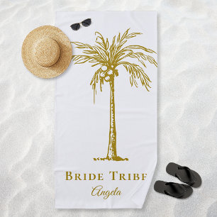 Stamm Tropical Gold Palm Tree Personalisiert Strandtuch