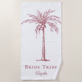Stamm Tropische Rose Gold Palm Tree Custom Strandtuch (Vorderseite)