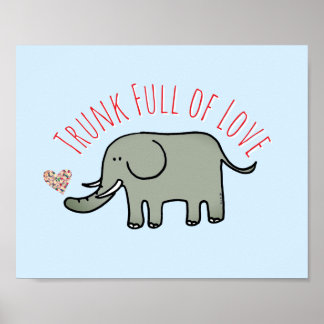 Stamm voller Liebe Süßer Elefant Doodle Poster