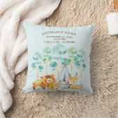 Stamm Woodland Animals Baby Birth Stats Pillow Kissen (Decke)