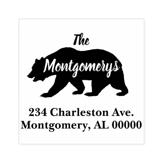 Stammadresse der Rustikal Woodlands Bear Silhouett Gummistempel (Prägung)