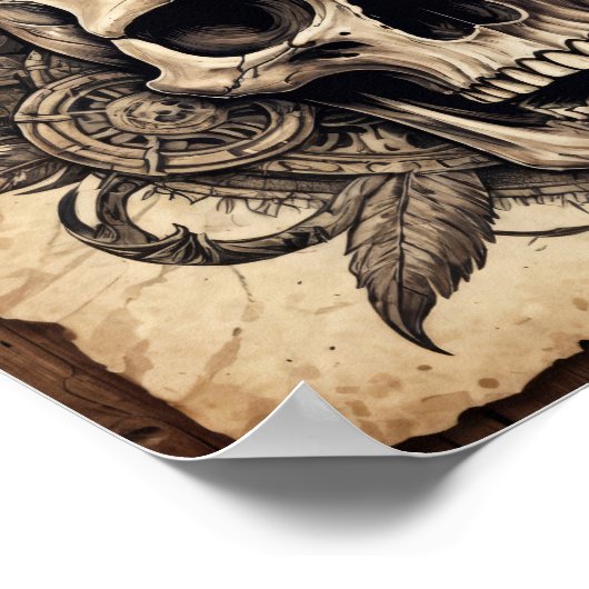 Stammanschädel auf Pergament Poster (Ecke)