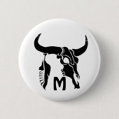 Stammanwurzelschädel mit schwarzer Feder Button (Vorderseite)