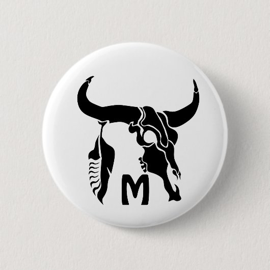 Stammanwurzelschädel mit schwarzer Feder Button (Vorderseite)