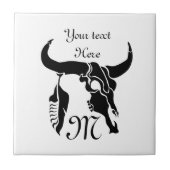 Stammanwurzelschädel mit schwarzer Feder Fliese (Vorderseite)