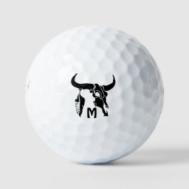Stammanwurzelschädel mit schwarzer Feder Golfball