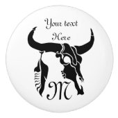 Stammanwurzelschädel mit schwarzer Feder Keramikknauf (Vorderseite)