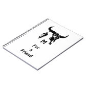 Stammanwurzelschädel mit schwarzer Feder Notizblock (Linke Seite)