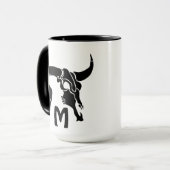 Stammanwurzelschädel mit schwarzer Feder Tasse (Vorderseite Links)