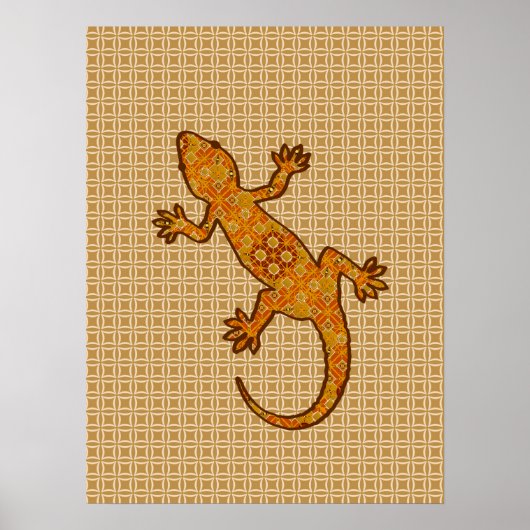 Stammbatik Gekko - Rost, Bernstein und Bräune Poster (Vorne)