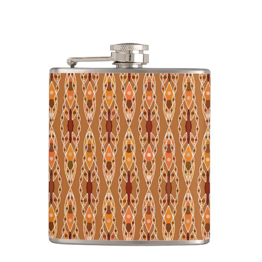 Stammbatik - Rost, Terracotta und Beige Flachmann (Vorderseite)