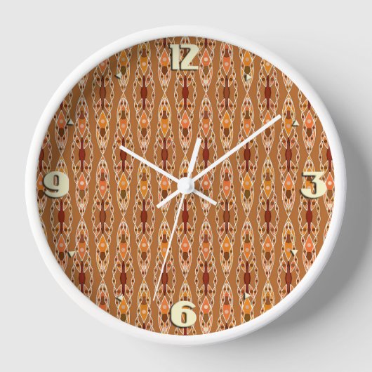 Stammbatik - Rost, Terracotta und Beige Uhr (Vorderseite)