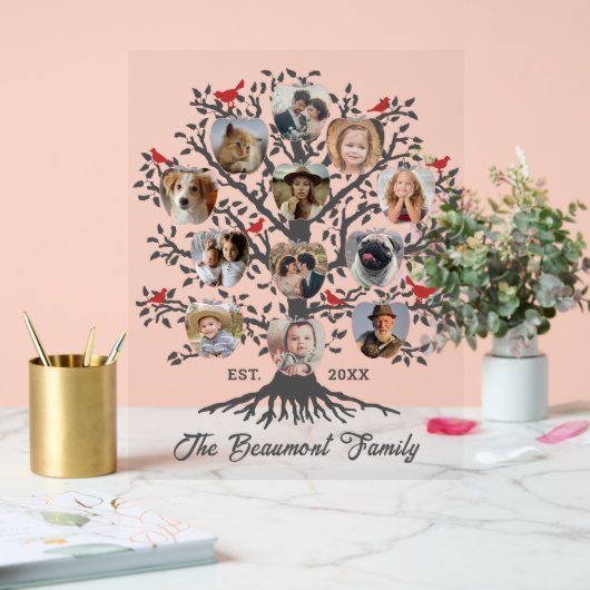 Stammbaum 12 Individuelle Name und Datum der FotoC Acrylschild (Hochzeit)