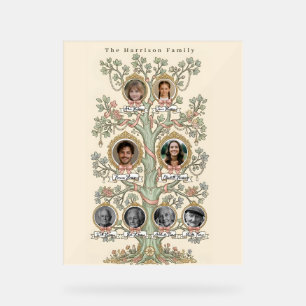 Stammbaum 3-Generationen Elegantes Vintage-Poster Acrylschild