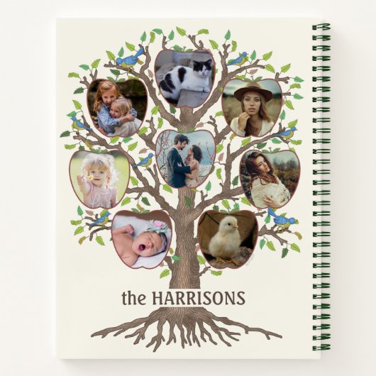 Stammbaum Foto Collage 16 Bildname Lt Beige Notizblock (Rückseite)