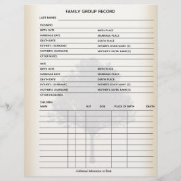 Stammbaum-Genealogie-Gruppenblatt