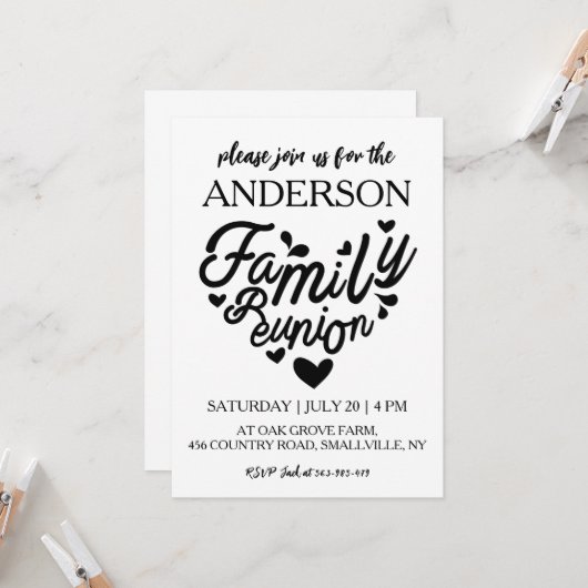 Stammbaum vereint Wiedersehen Einladung (Vorderseite/Rückseite Beispiel)