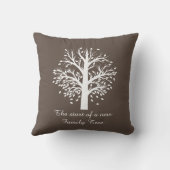 Stammbaum, weißer Baum auf Taupe, 8 Namen u. Daten Kissen (Rückseite)