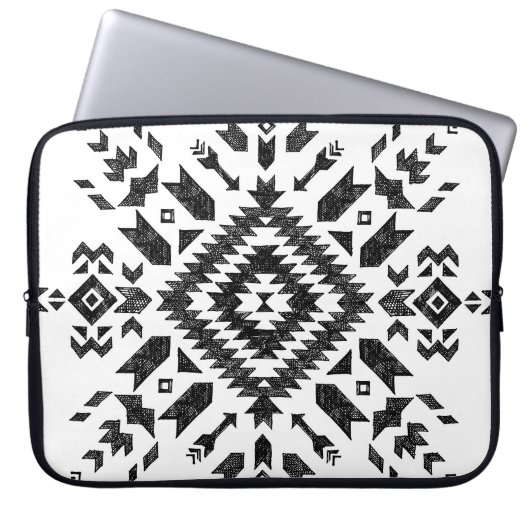 Stammbauweise: Schwarz-weiß handGezeichnet Laptopschutzhülle (Vorderseite)